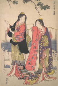 盐女Murusame和Matsukaze，约1786年。 作者 永永鸟居