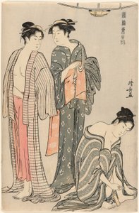 浴后三女》，选自 "东方礼仪之锦（Fuzoku Azuma no nishiki）"系列 作者 永永鸟居