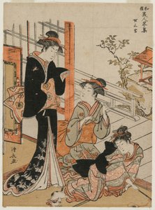 1781年，《日本美女简介》系列中的三位女性。 作者 永永鸟居