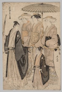 吉原的女人和随从（选自 "时尚的东方织锦 "系列） 作者 永永鸟居