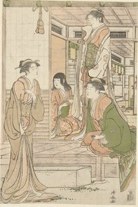 义经为净琉璃姬唱小夜曲。 作者 永永鸟居