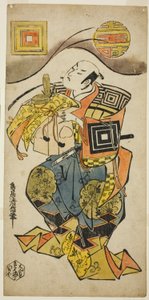 1733 年正月在市村剧场上演的话剧《花草文心曾我》中饰演曾我十郎的演员市川团十郎二世（？） 作者 鸟井清信二世
