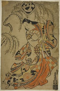 1700年第三个月在森田剧院上演的角色Wakoku Gosuiden中的演员上村吉祥三郎作为第三公主 作者 鸟居清信一世