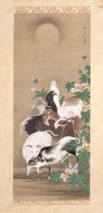 山羊与月亮（绢本设色） 作者 通卡诺