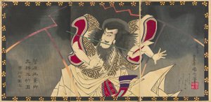1883年4月在春木剧场上演的话剧《菅原之道》中饰演菅原之道的演员市川宇丹治一世
