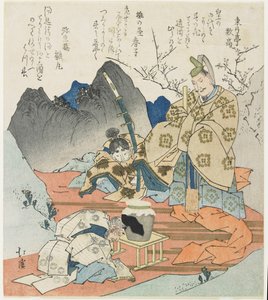 （皇帝看着一个老人提供的清酒罐） 作者 丰田福建
