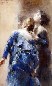 Le curiose par Cremona, Tranquillo (1837-1878).纸板上的水彩画，尺寸：49x30 作者 克雷莫纳镇