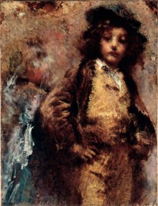 一个看起来像花花公子的年轻男子的可怜但美丽的肖像。 Tranquillo Cremona (1837-1878) 的画作，Genes, Nervi, Galleria by Arte Moderna