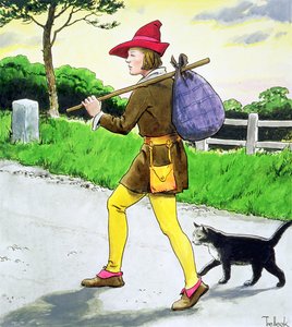 Dick Whittington（1358-1423）和他的猫，从&39;Peeps into the Past&39;，发表于1900年