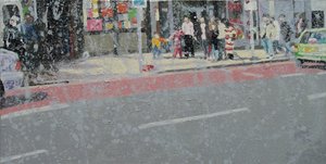 穿过马路，2003 年（布面油画） 作者 特雷弗·伯吉斯