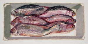 鱼箱 1（伦敦比林斯盖特），2016 年（木板油画）