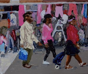 市场购物者（伦敦德普福德），2018（木板油画）