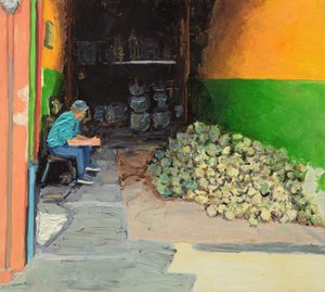 菠萝三部曲 1（哥斯达黎加圣何塞），2018 年（木板油画）