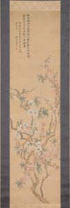 红色和白色的桃花，1843年。