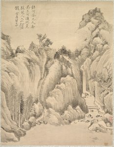 瀑布和岩石，1847年。 作者 椿金山