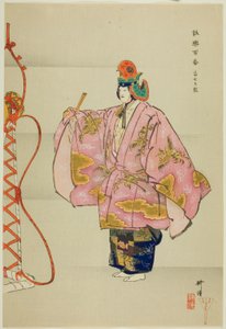 富士太鼓，选自 "百戏（Nogaku hyakuban）"系列 作者 月冈工业