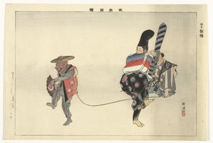 能剧《内豹丸》场景
Kyogen Utsubozaru（物件上的标题）
能剧图像（系列名称）
Nogaku zue（物件上的系列名称）