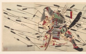 市川团十郎九世在四条畷战役中扮演草木正胜 作者 松井英吉