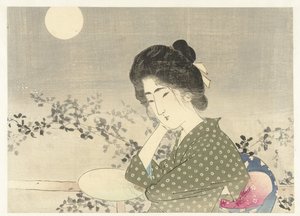月光下持扇的女子 作者 筒井俊峰