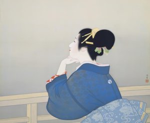 一个女人在等待月亮升起