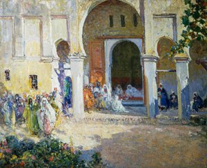 《帕夏的审判》，非斯，1924 年，乌利塞·卡普托（Ulisse Caputo，1872-1948 年）绘画，80x100 厘米，意大利，20 世纪