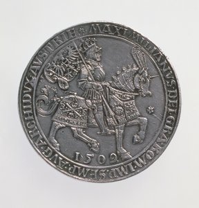 皇帝马克西米利安一世（1493-1519）的Kronungsdoppelguildiner（双guiliner），安特卫普造币厂，重新发行1509枚硬币，1517（正面）（银色）（反向查看168075）