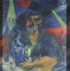 Umberto Boccioni (1882-1916) 分解餐桌上的女性形象，布面油画，86x86 厘米，约 1912 年 作者 翁贝托·博西奥尼（Umberto Boccioni）