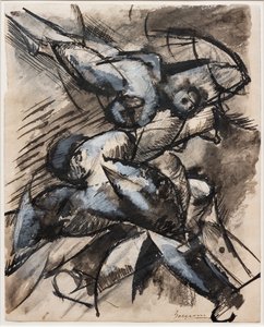 我想在运动中表现人体形态（动态分解） 作者 翁贝托·博西奥尼（Umberto Boccioni）