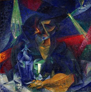 Lady at the cafe or “” Compentration of lights and plans”” (Donna al caffe - Compenetrazioni di luci e piani) Painting by Umberto Boccioni (1882-1916) circa 1912 Dim 86x86 cm Milan, Museo del Novecento 作者 翁贝托·博西奥尼（Umberto Boccioni）