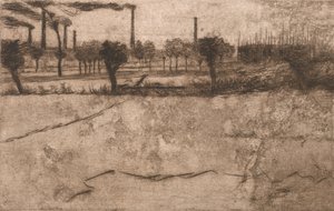 有工业植物的风景，1909年。 作者 翁贝托·博西奥尼（Umberto Boccioni）