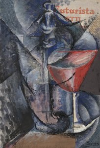 静物：玻璃和虹吸管，c.1914（拼贴画，水粉，钢笔和墨水）