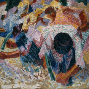街头摊铺机，1914年。 作者 翁贝托·博西奥尼（Umberto Boccioni）