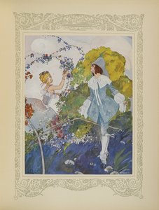 他看到一个如此美丽的女孩，决定娶她，插图来自《Contes du Temps Jadis》，或《过去的故事》，第 110 页