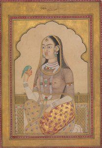 带鹦鹉的珠光宝气的少女，约1670-1700年。 作者 不明