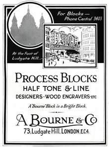 A. Bourne＆Co.广告-流程块，1919年 作者 不明