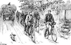 1895年，一家英国自行车俱乐部外出郊游 作者 不明