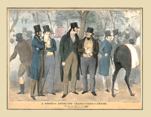 一群在埃普索姆（Epsom）的体育人物，c1832。 作者 不明