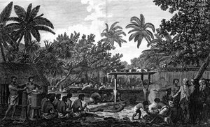 库克船长在场的情况下，在Otaheite的Morai中进行的人类牺牲，c1773 作者 不明