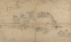 马哈拉纳和他的随从在猎取野猪，18世纪初。 作者 不明