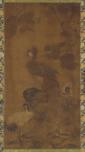 树下的凤凰和两只仙鹤，明代，16-17世纪。 作者 不明