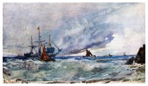 1901年在塔里法附近的船只甲板上研究天空和海洋 作者 不明