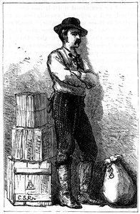 1875年，来自巴拿马的地峡，他们的Express Delivery服务提供的Wells Fargo Messenger。 作者 不明
