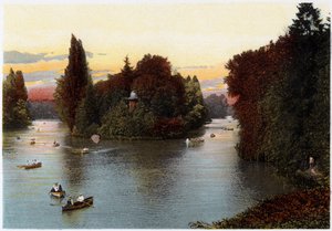 巴黎布洛涅（Bois de Boulogne）的一个湖，摄于1900年 作者 不明