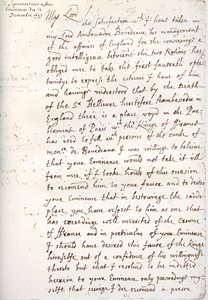 奥利弗·克伦威尔（Oliver Cromwell）1657年12月4日给马萨林枢机的信 作者 不明