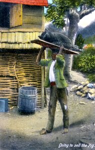 约公元前1900年，一名男子在推销猪肉的市场中 作者 不明