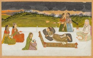 公主与服务员一起躺在露台上，c。 1730-1740。 作者 不明