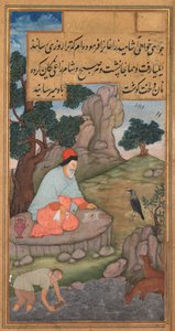 一只乌鸦从1602-1604年的杰罗姆·泽维尔神父的Mirat al-quds把食物带到以利亚。 作者 不明