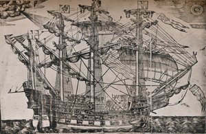 据信是皇家方舟船，c1587年的木刻 作者 不明