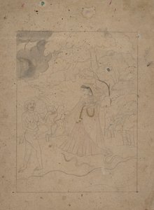 Abhisarika Nayika女英雄勇闯黑夜，约1800年。 作者 不明