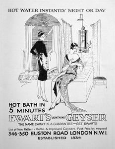 1928年为Ewarts Geyser生产热水的广告 作者 不明